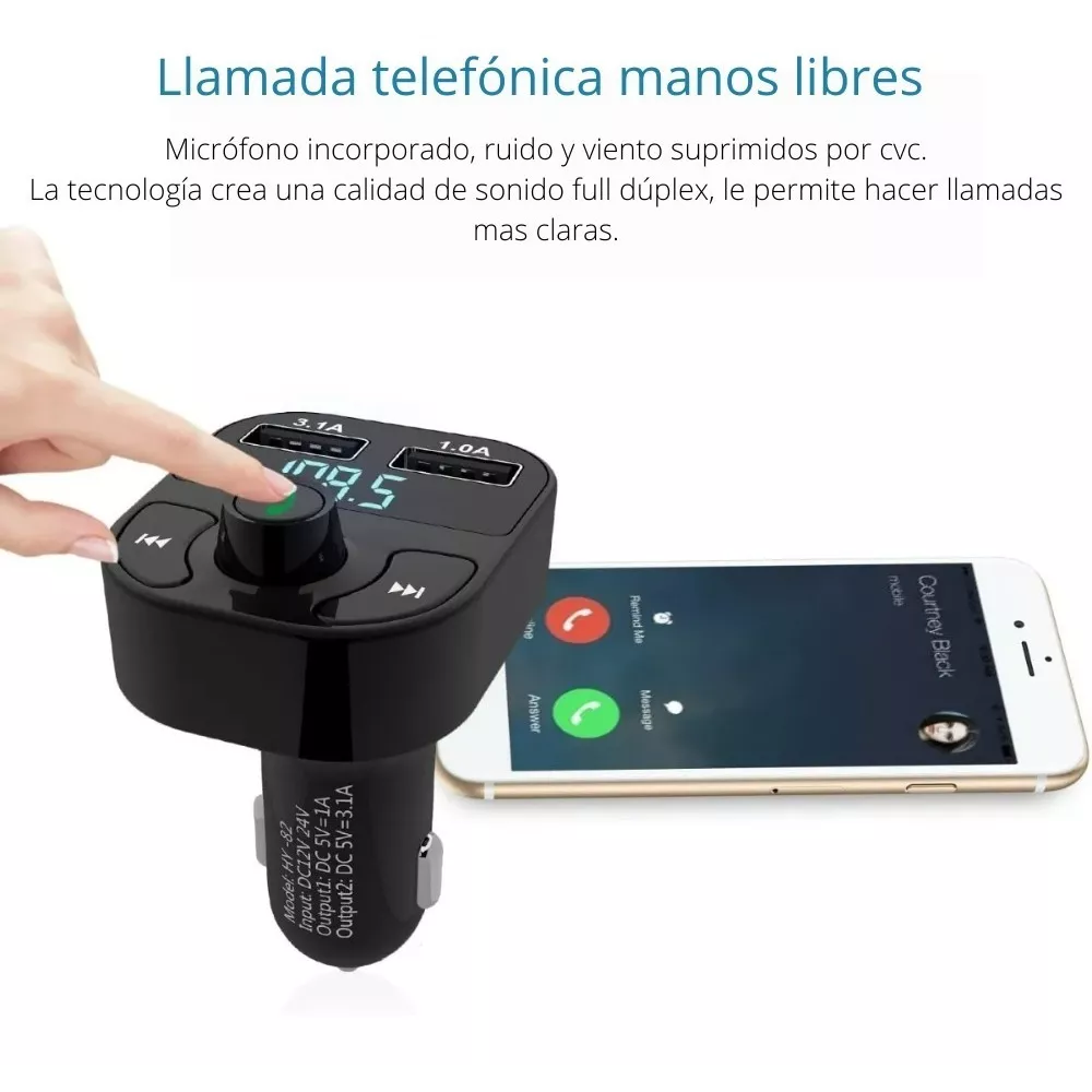 Transmisor FM Bluetooth para Auto con QC 3.0 - Imagen 4
