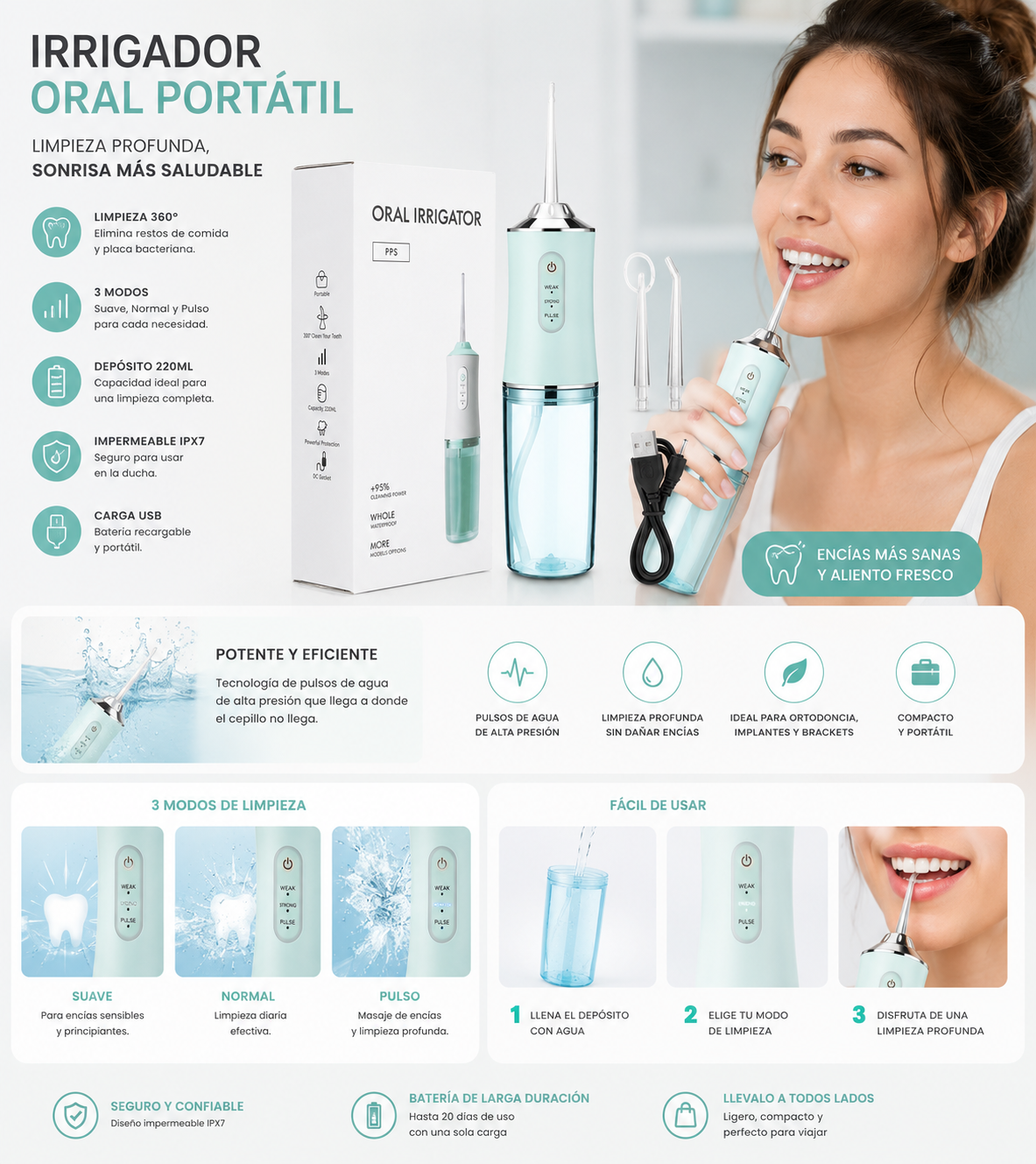 Irrigador Oral Portátil Winner - Imagen 3